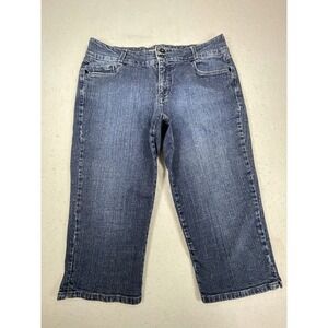 Jeanstar Capri Jeans Womens 10 Blue Premium Denim Stretch Dark Wash Mid Rise